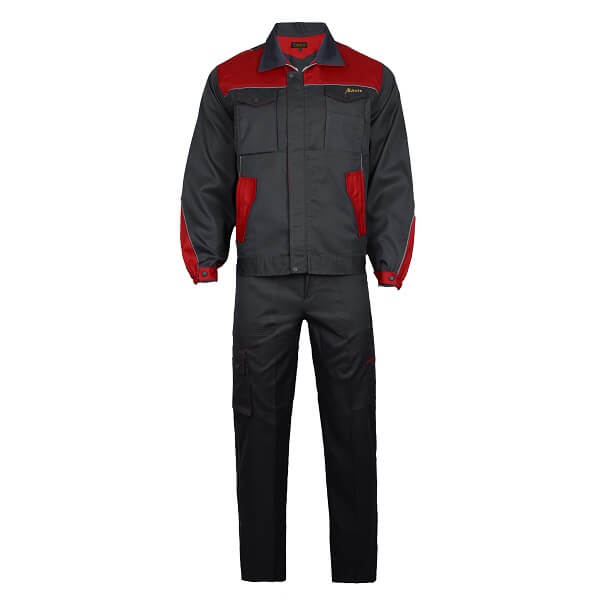 لباس کار مهندسی رایکا ( طوسی تیره_قرمز)